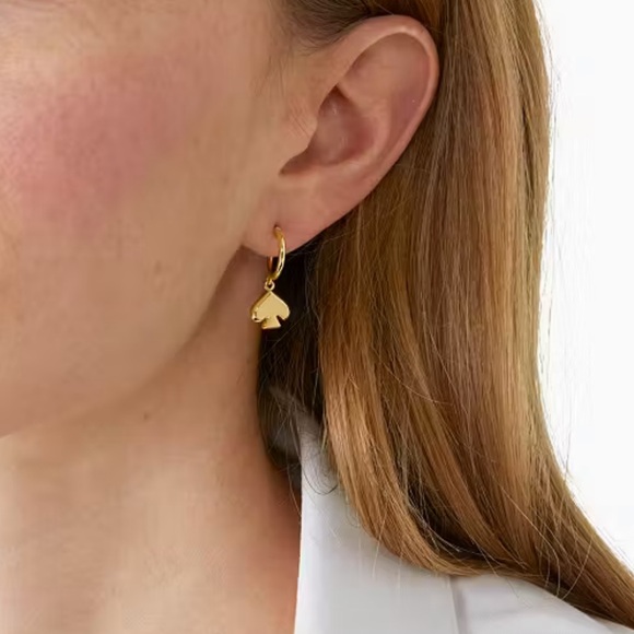 NWT Kate Spade Gold Earrings Everyday Spade Metal Huggies - Picture 4 of 4